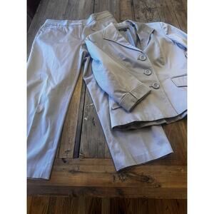 Lafayette 148 2 Piece Suit Cropped Wide Leg Pants Size 10 Blazer Size 6 Tan